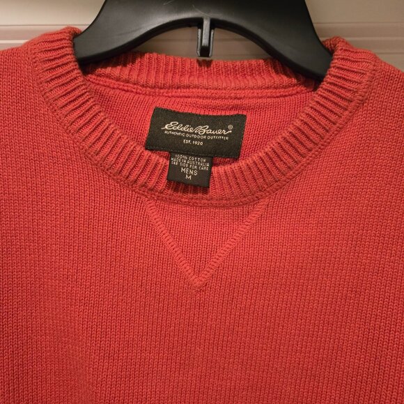 Men's Eddie Bauer crewneck cotton sweater orange medium - Picture 2 of 3